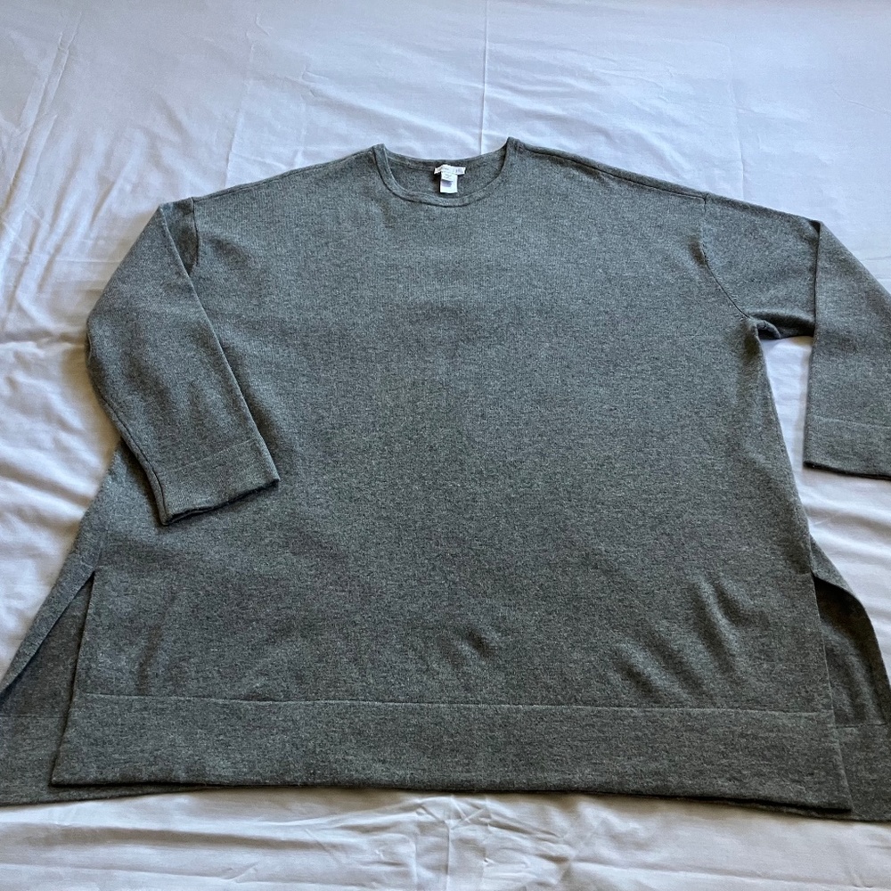 J.Jill 3X Pure Cashmere tunic Sweater Medium Gray